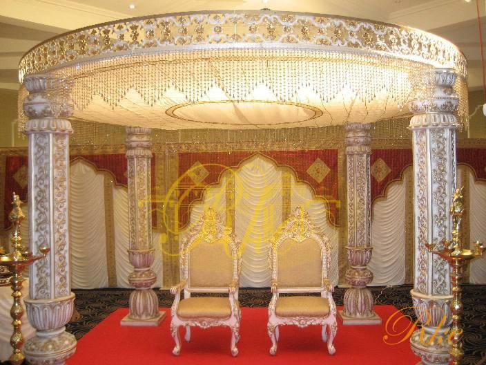 white gold crystel mandap for nri decoration in canada and usa