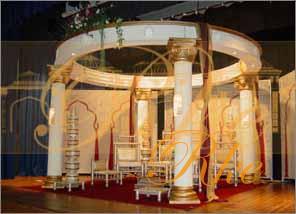 white roman theme wedding mandap for nri decoration in us and canada