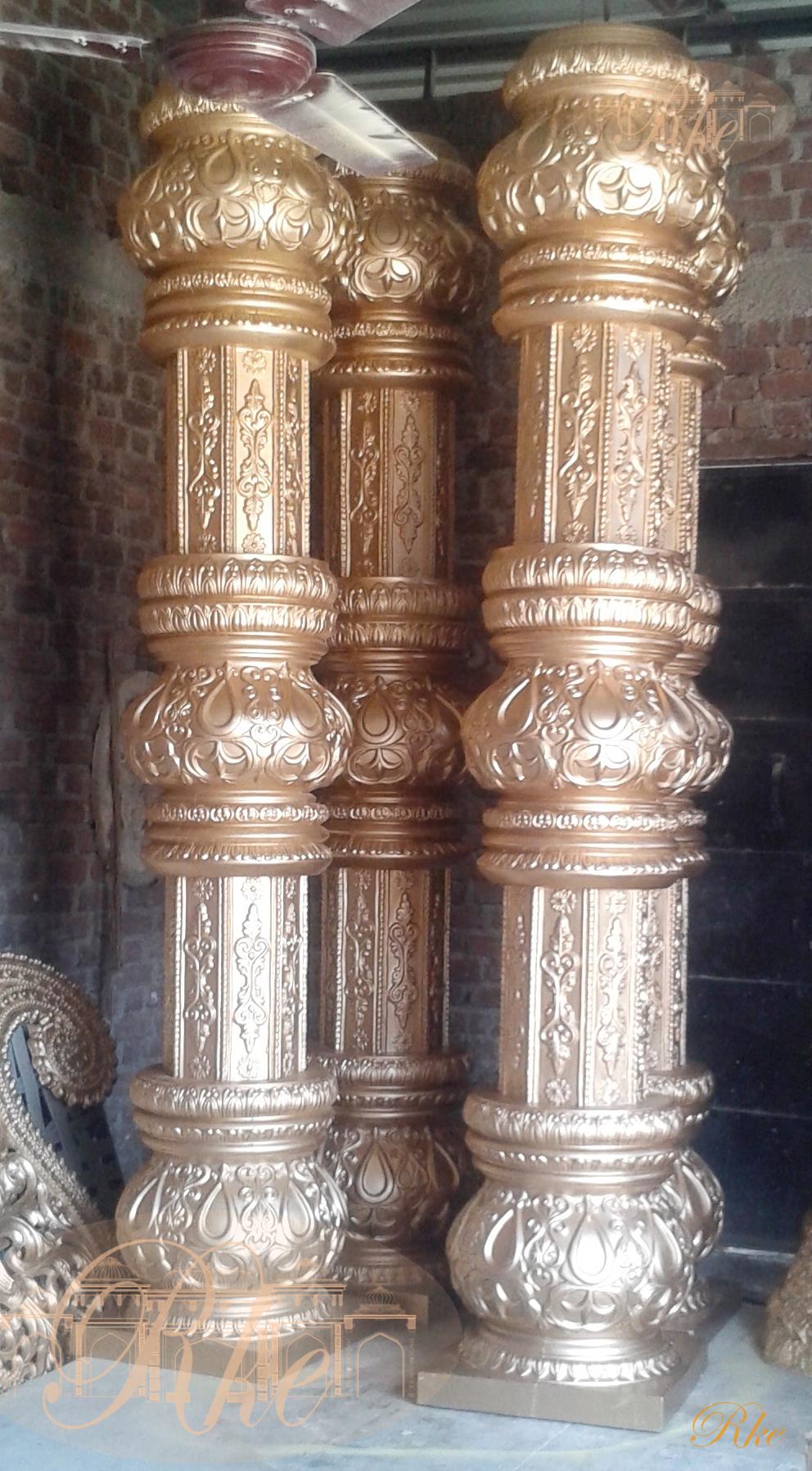 golden methological decoration pillar for wedding mandap and wedding stage 