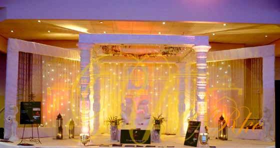 white mythological Indian wedding pillar for foreigner decor for nri 