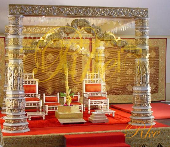 white gold devdash mandap and stage for foreigner indian wedding in usa and canada
