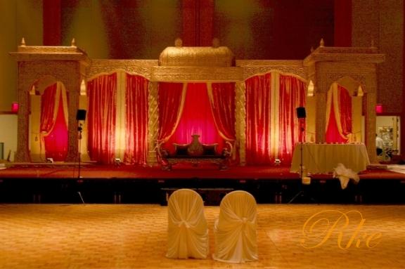 Golden wedding stage rajwadi style wedding for nri