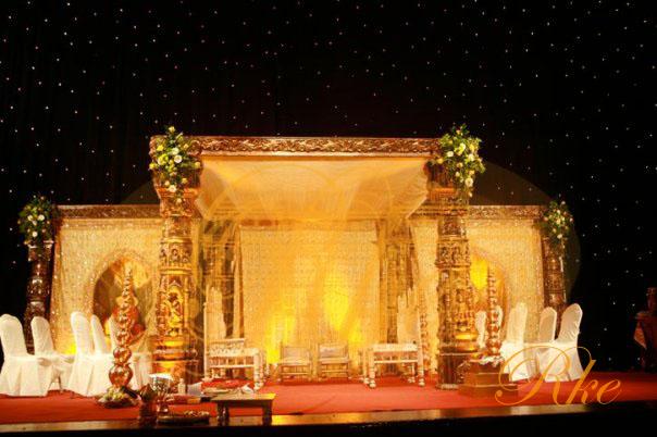 golden big mandap stage for wedding